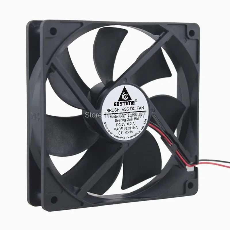 20 шт. в партии Gdstime DC 5 вольт 2pin 0.2A 120 мм x 25 12 см 12025B шаровой Двигатель Осевой поток
