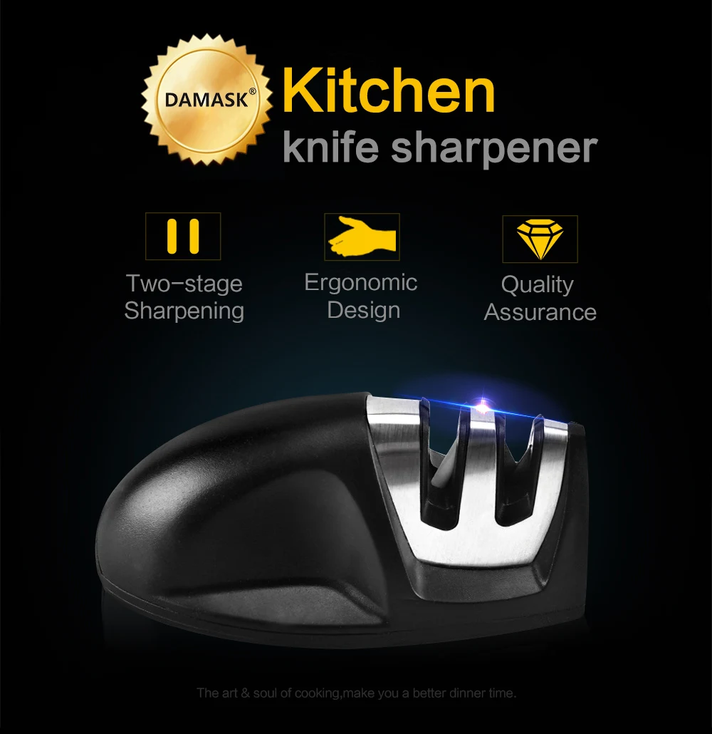 Damask Kitchen Knives Sharpener 3 Stage Professional Kitchen Sharpening Stone for Stainless Steel Knives Ceramic Knives Scissors
