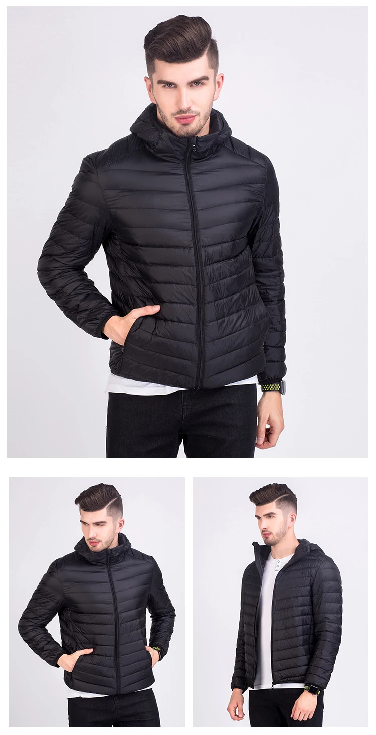 Mens Fashion Winter Jackets Ultra Light Windproof 90% White Duck Down Coats Casual Autumn Portable Puffer Jackets Warm Parkas