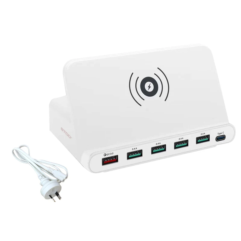 Австралия (AU) STOD Мульти USB порт Беспроводное зарядное устройство 60 Вт зарядная станция Быстрая зарядка 3,0 держатель для iPhone X samsung huawei Nexus Mi адаптер - Тип штекера: Австралия (AU)