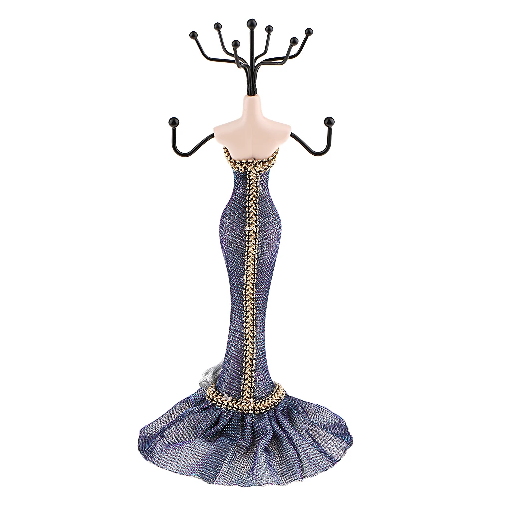 Bluish Violet Кружевной манекен леди фигура Стенд стойка Кольцо Серьги Дисплей Витрина Decora 3 стиля Леди фигура платье ювелирные изделия инструменты и оборудование - Цвет: Bluish Violet