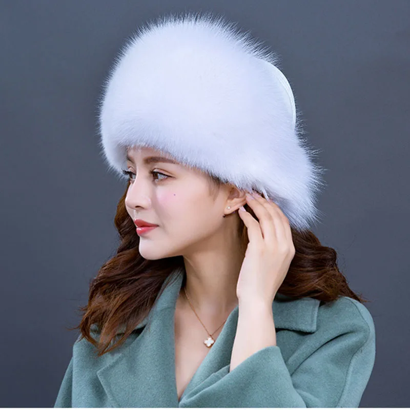 

Высококачественная зимняя женская теплая шапка из натурального меха, Шапка-бини из натуральной кожи, женские зимние шапки, ушанка, новинка ...