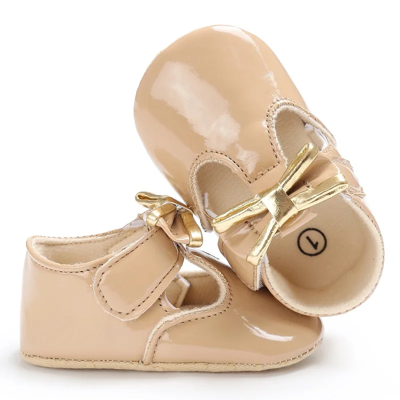 

born Baby Girl Shoes First Walkers Mirror PU Shoes Princess Non-Slip Soft Sole Infant Child Toddler Shoes