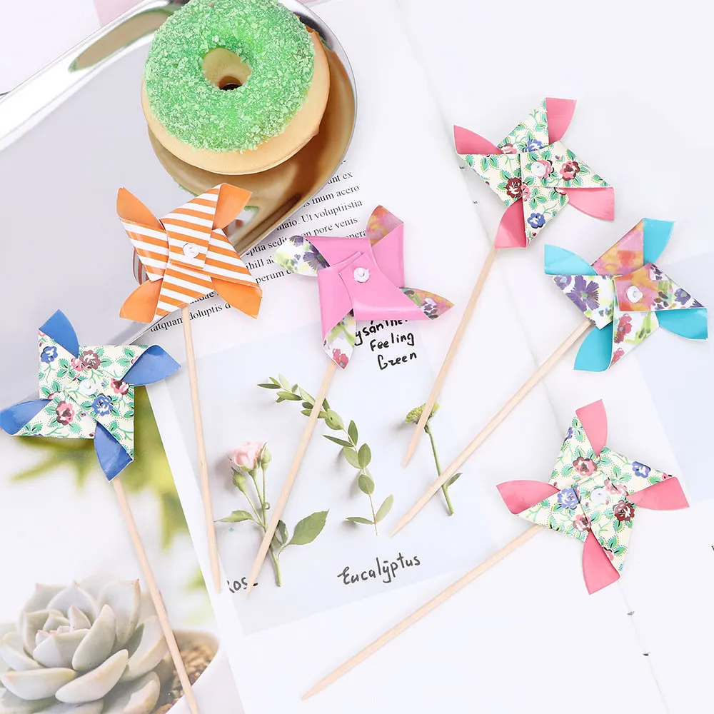 

24 pcs Paper Windmill Toy Spinner Pinwheel Whirl Flower Windmill Toy Yard Decor Outdoor Toy Color Random