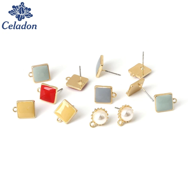 Женские ромбы и круглые 10 мм 6 шт./лот металлические жемчужные эмалированные