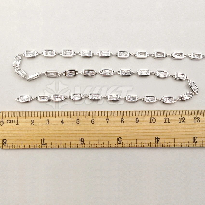 

BC086 Wholesale Resist Tarnishable Silver Color 10 Meter Cubic Zirconia Chain Fashion Gorgeous Handmake Chain For Women Jewelry