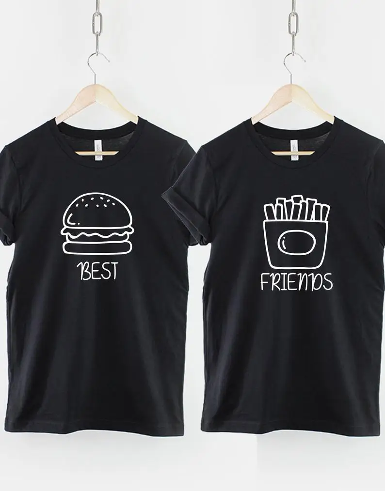 Skuggnas Новое поступление футболка для лучших друзей футболки с гамбургерами и картошкой фри подходящие футболки для лучших друзей смешные фу...