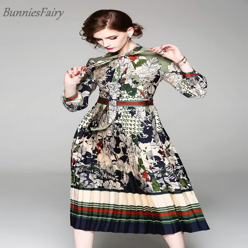 Новинка 2018 роскошное женское платье BunniesFairy с завязками на шее цветочным принтом
