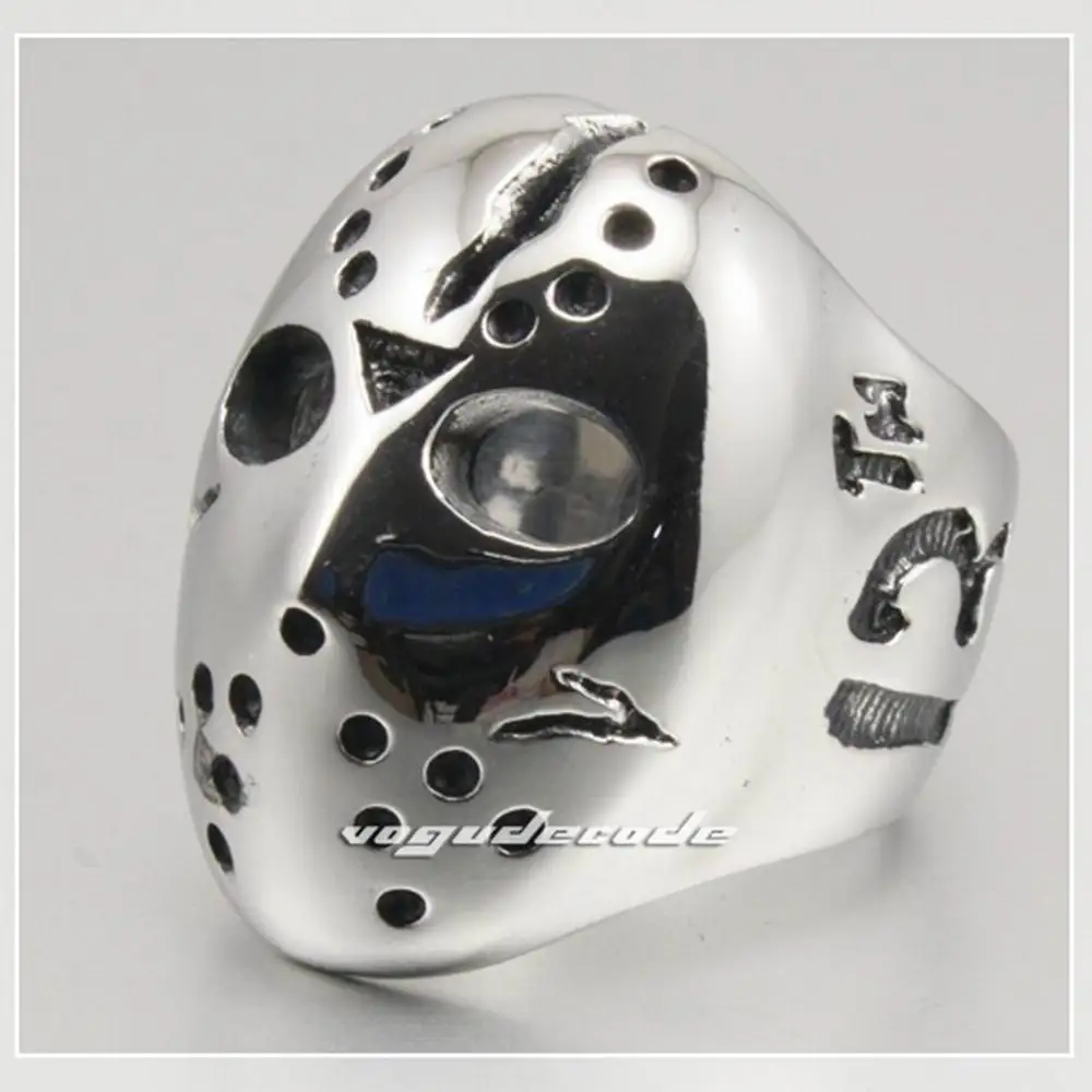 Мужское байкерское кольцо Jason для хоккея на Хэллоуин из нержавеющей стали 316L