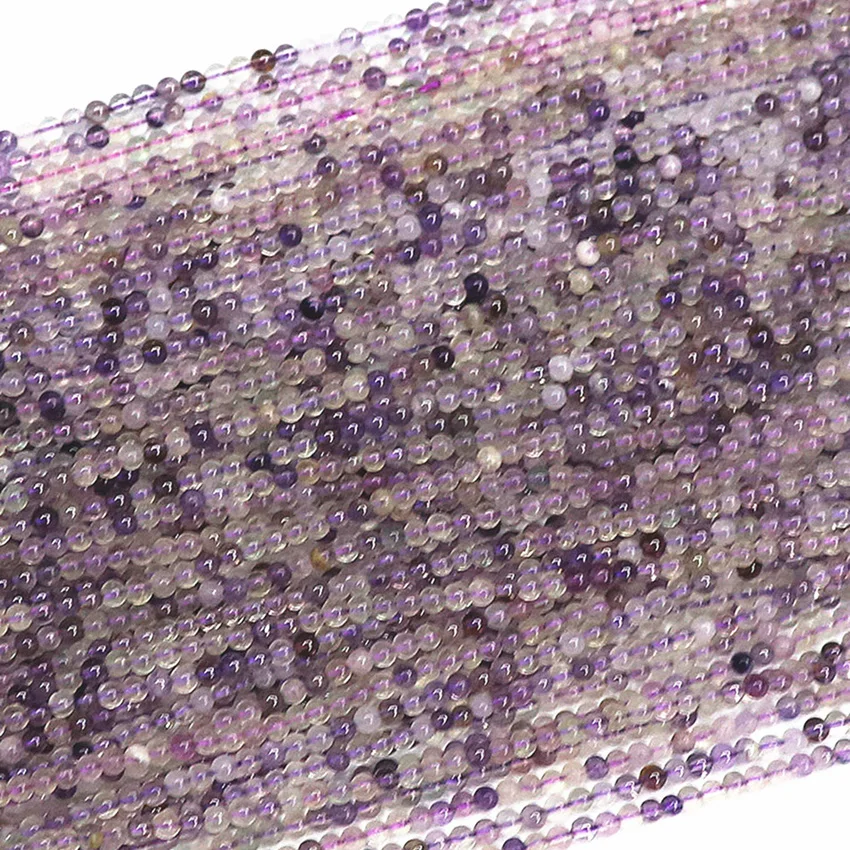 2 мм 3 бусины из натурального фиолетового флюорита круглые свободные женские