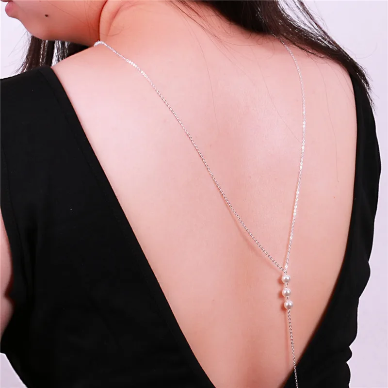 Новинка 2018 Модный жемчужный задник с глубоким v-образным вырезом свадебное