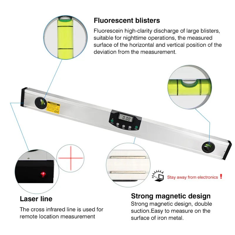 Infrared digital level 150/200/600mm Digital Sprit Level Ray Leveling Measure Instrument Transportador de infrarrojos | Инструменты