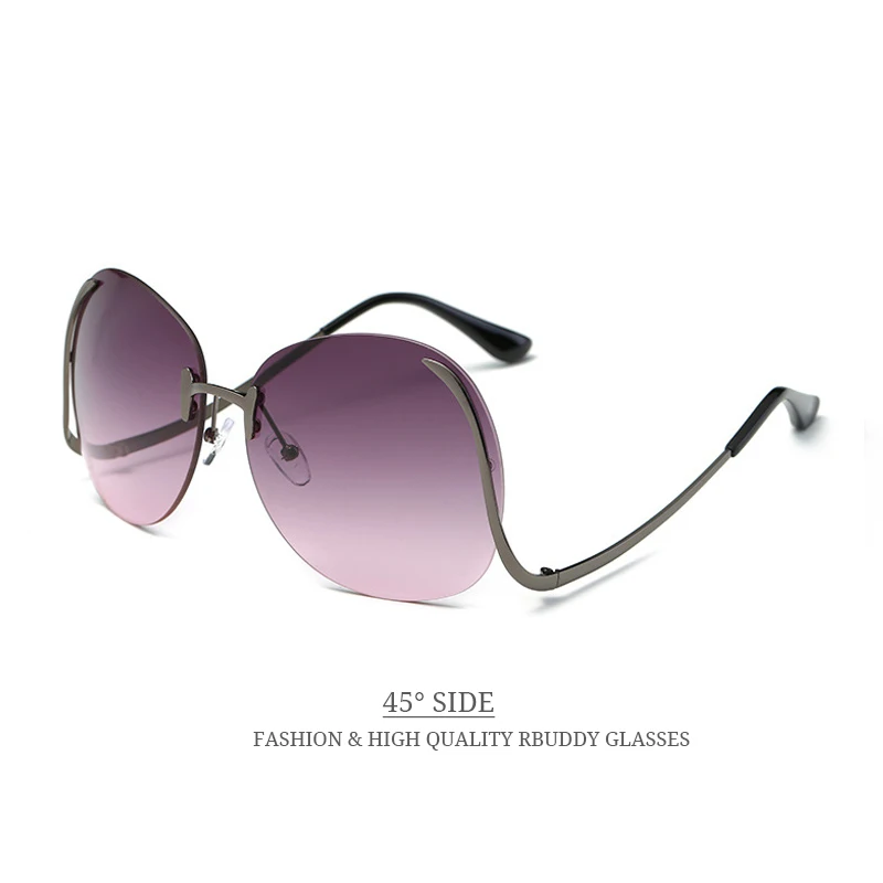 RBUDDY Sunglasses Women Oversize Brand Designer 2017 Big Size Female Clear Lens glasses Transparent Gradient Rimless Sunglasses|designer rimless