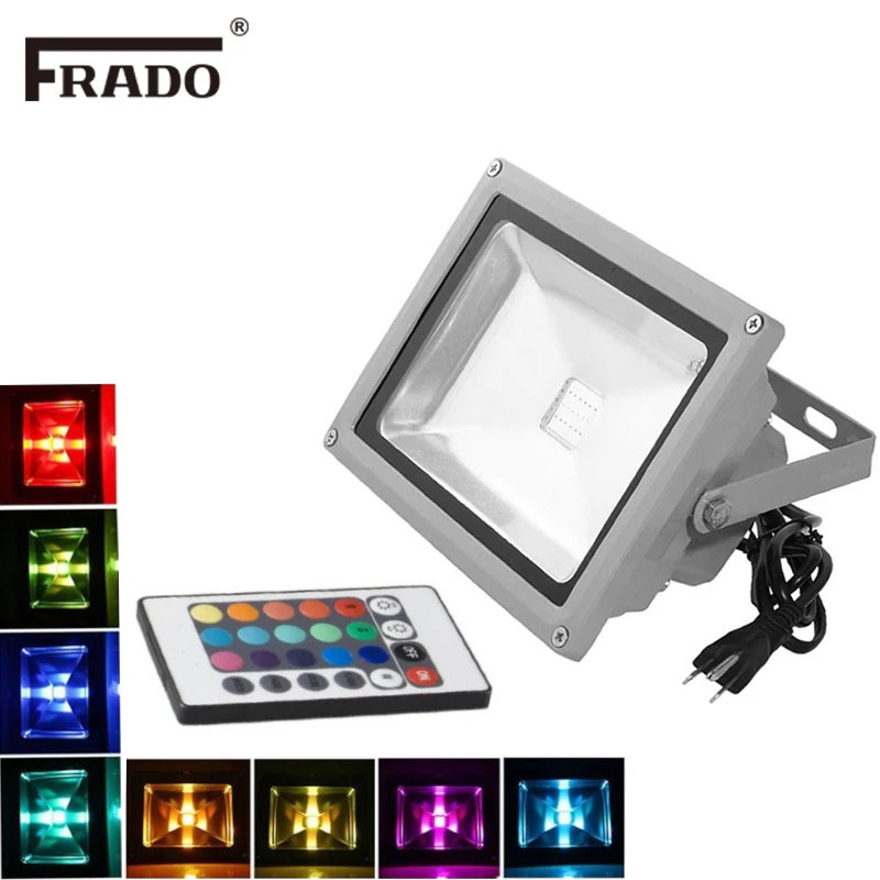 Фото RGB Светодиодный прожектор s 10 Вт, светодиодный нарусветильник прожектор IP65 светильник уличный светоотражатель, прожексветильник с дистанционным управлением, лампы с вилкой Eu/Au/UK №1