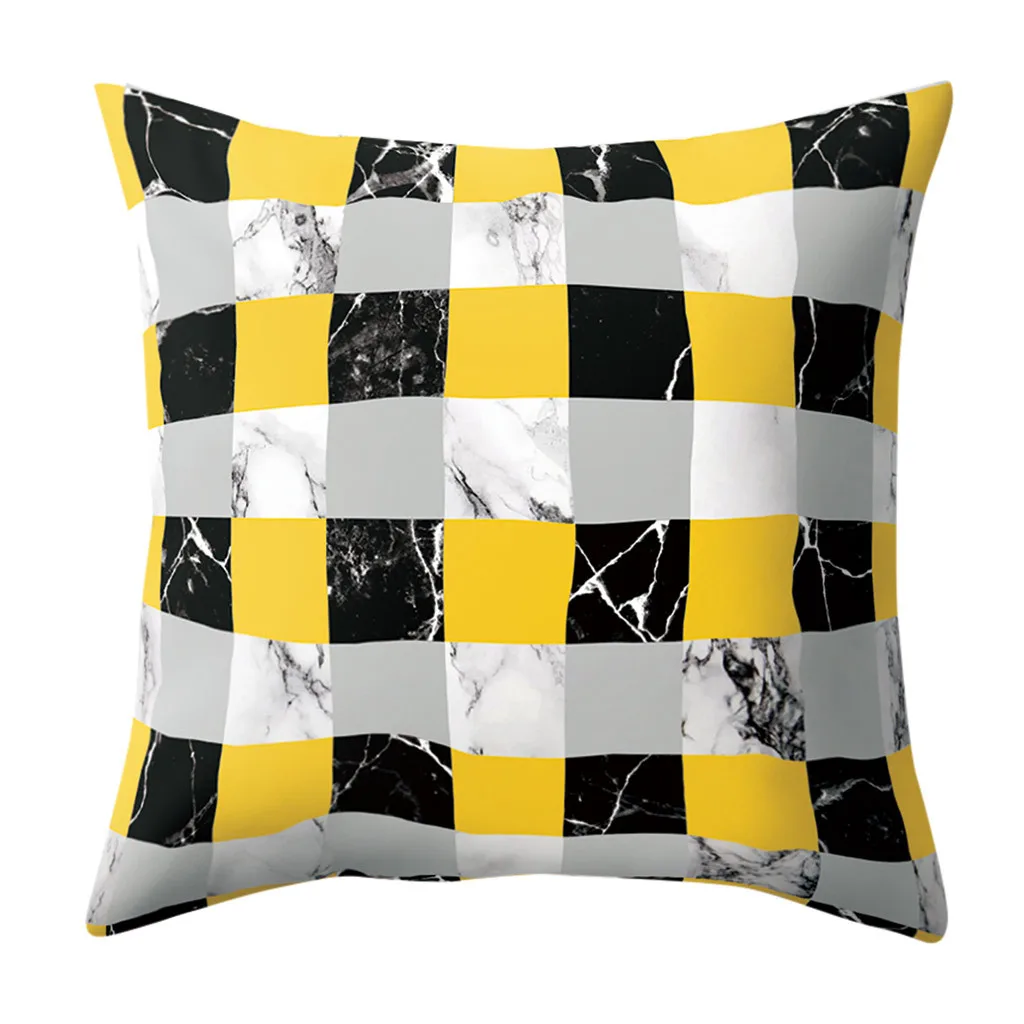 Желтый чехол для подушки с геометрическим рисунком 45х45 см наволочка объятий из