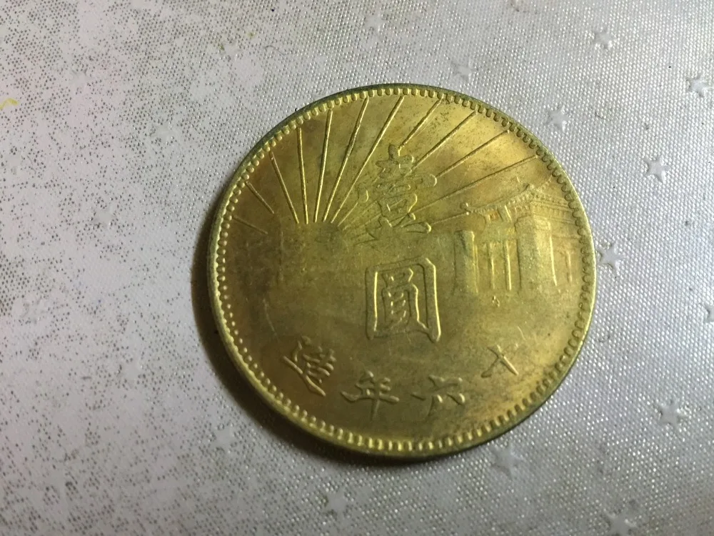 1927 Китай Республика 1 Юань Сунь Ят Сен (Sun Yat sen Memorial) 24K позолоченная копия монеты|coin