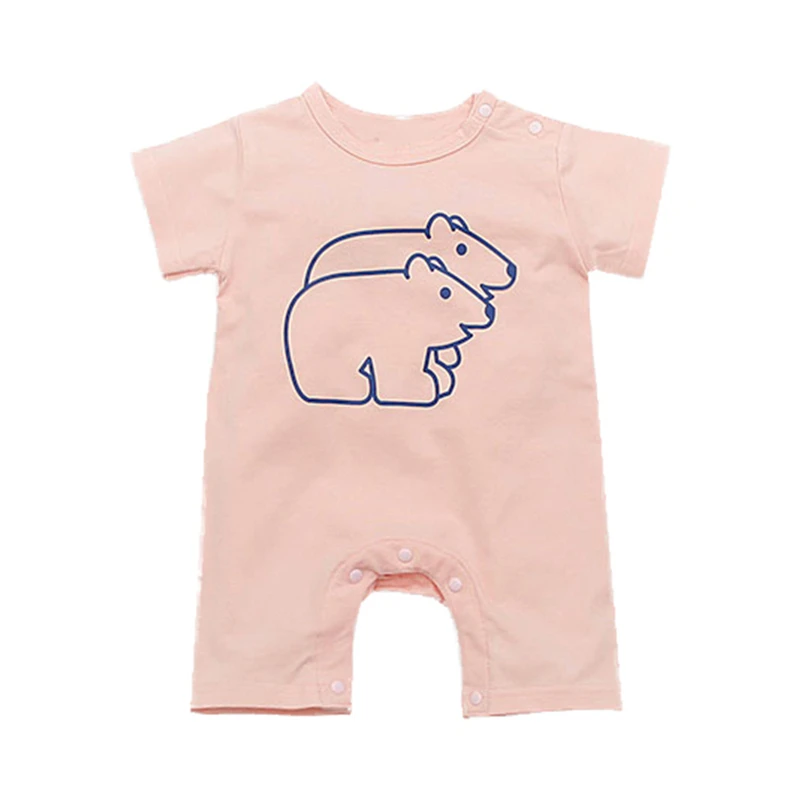 2018 Cute Baby summer cartoon bear Animals birds giraffes romper boxer short sleeved newborn clothes Leisure household to take |