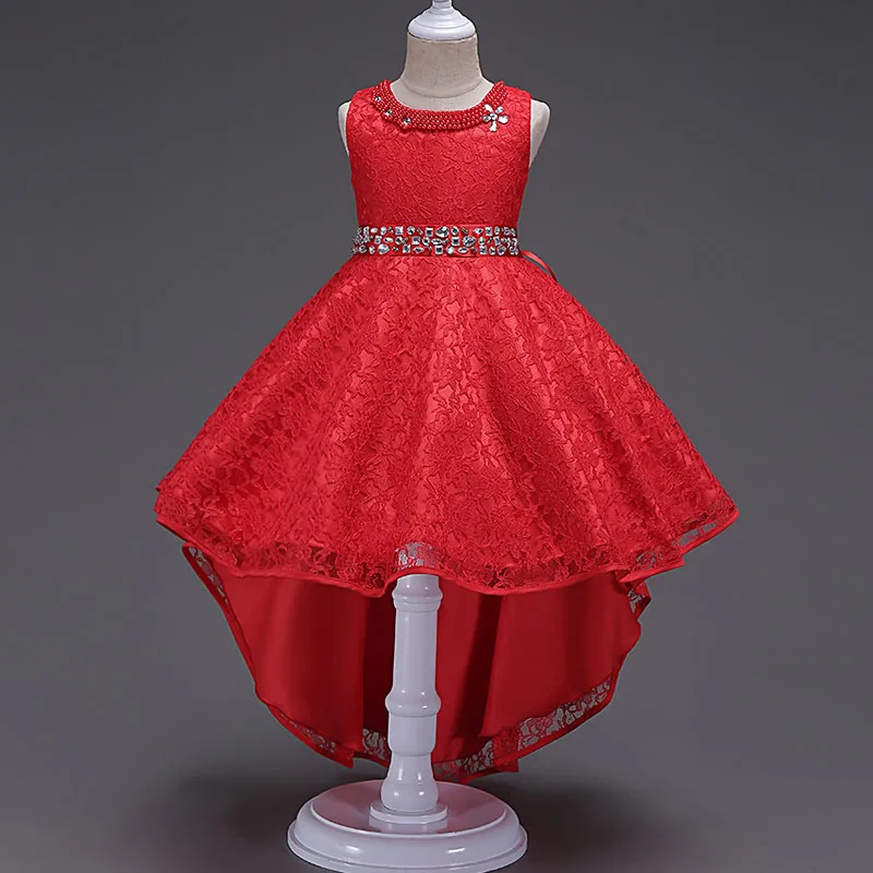 New 2021 Girls Party Dress Embroidered Formal Bridesmaid Wedding Lace Girl Christmas Princess Ball Gown Kids Vestido 4-14 year | Детская