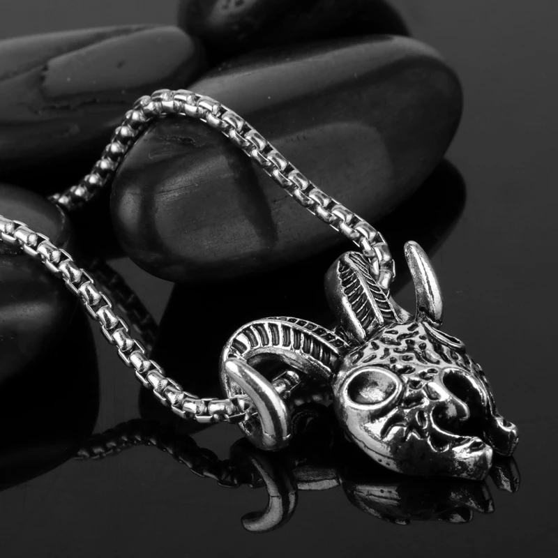 dongsheng Viking Theme Necklace African Tribes Sheep Head Skull Pendant Snake Chain Jewelry Accessories -30 | Украшения и