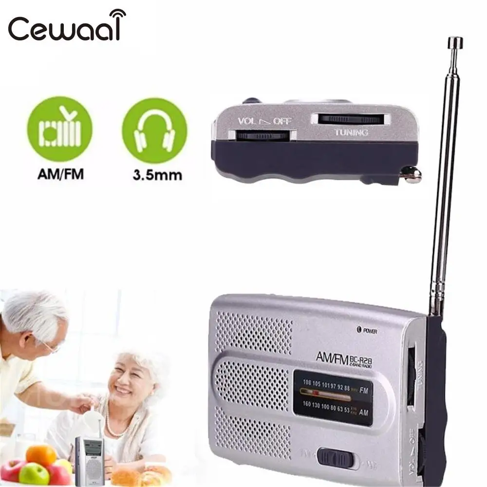 Cewaal Мини карманный стерео BC R28 радио тонкий AM FM телескопическая антенна Приемник