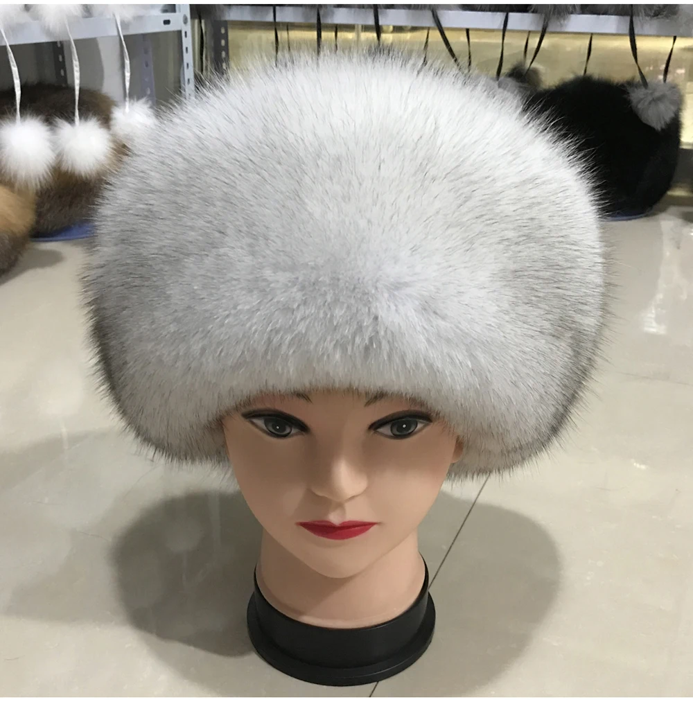 Новинка, стильная шапка из натурального меха лисы, зимняя женская шапка, регулируемый размер, натуральный мех лисы, Повседневная теплая шапка из меха лисы