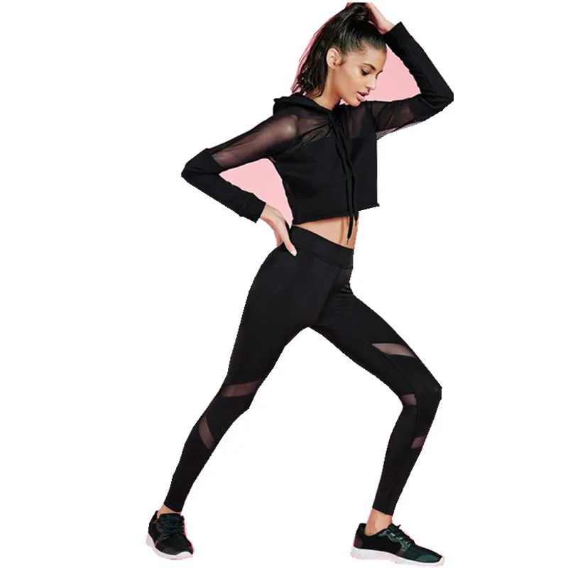 Женские комплекты для йоги одежда из 2 предметов сетчатый дышащий плотный