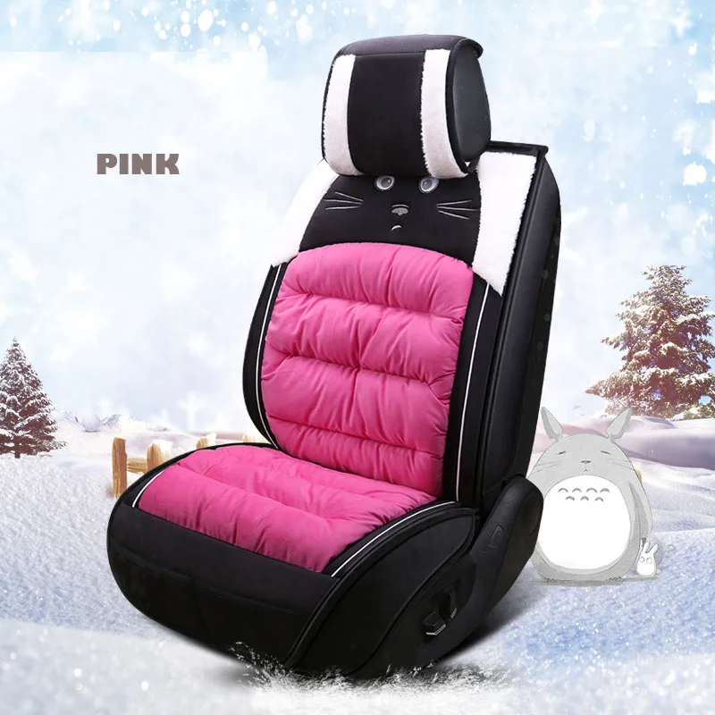 PINK Комплект универсальных чехлов для автомобильных сидений плюшевые для авто Toyota Corolla Camry Rav4 Auris Prius Yalis Avensis стикеры аксессуары для авто-Стайлинг - Название цвета: PINK