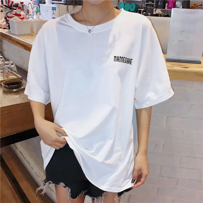 Летние футболки для девочек уличная мода приталенная белая футболка с буквенным