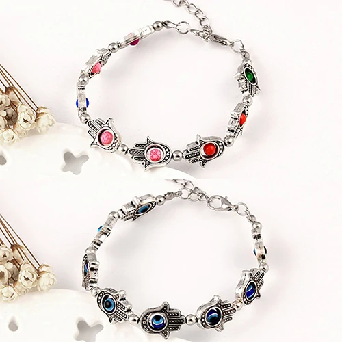 Горячие Для женщин Boho Стиль Хамса символ рука Фатимы Бусины браслет цепи Браслет