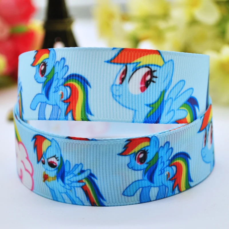 7/"(22 мм) Ruban My Little Pony вечерние атласные ленты с принтом героев мультфильмов, 10 ярдов - Цвет: X 00121