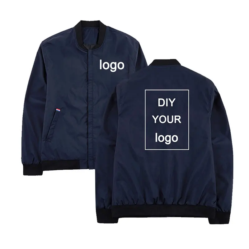 DIY mens jacket Ветровка с индивидуальным логотипом, куртка с принтом, Прямая поставка, мужские куртки в стиле хип-хоп, уличная куртка и пальто, мужская одежда с воротником-стойкой - Цвет: DIY mens jacket