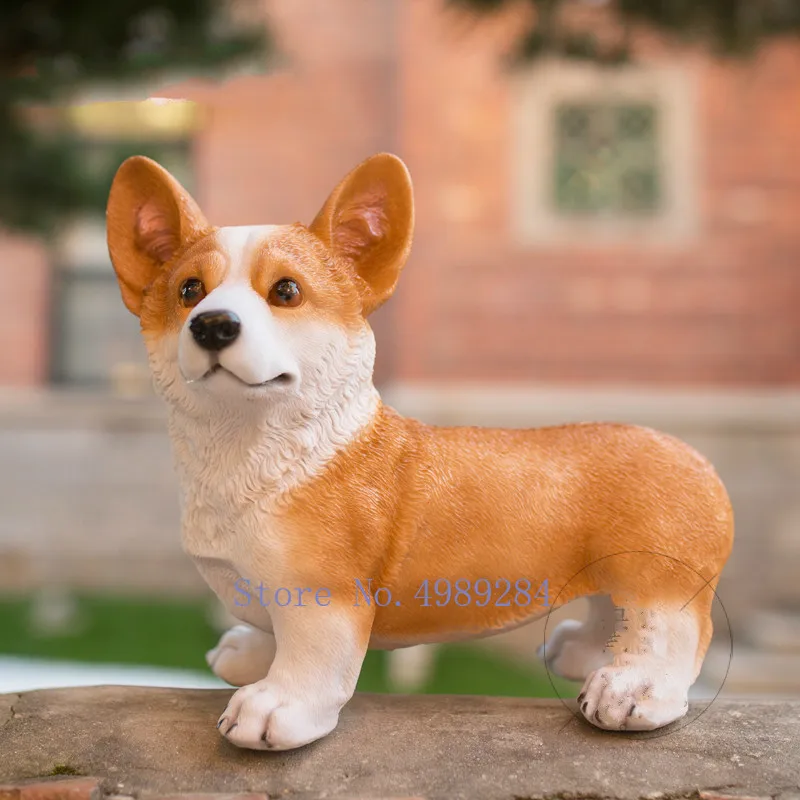 Garden courtyard Decorative ornaments Resin Simulated animal dog Corgi lovely Modern home decoration Display crafts artificial | Дом и сад