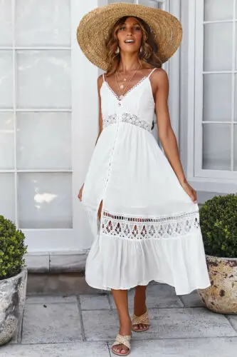 Новая мода хит продаж женское летнее однотонное богемное платье на тонких