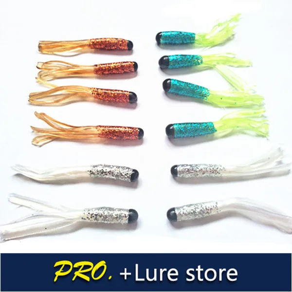 Free shipping 200pcs fishing worm baits with soft tube skirt hula lure in freshwater fishing baits ,soft plastic squid lure
