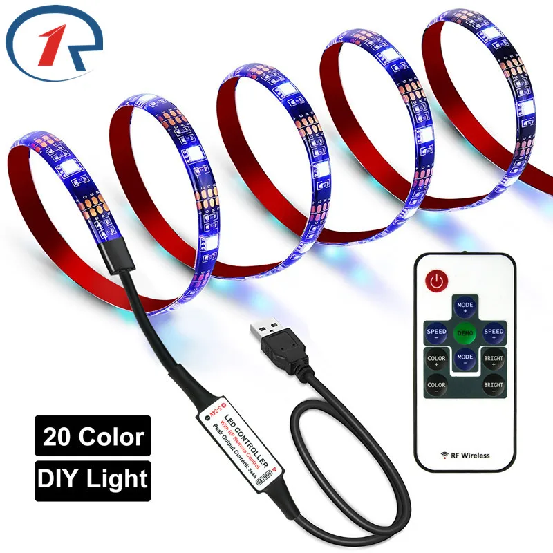 

Гибкая светодиодная ленсветильник ZjRight с ИК-пультом, USB, 5 В, 20 цветов