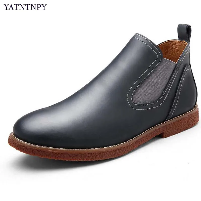 YATNTNPY/Классические мужские ботинки Челси из лакированной кожи зимние martin