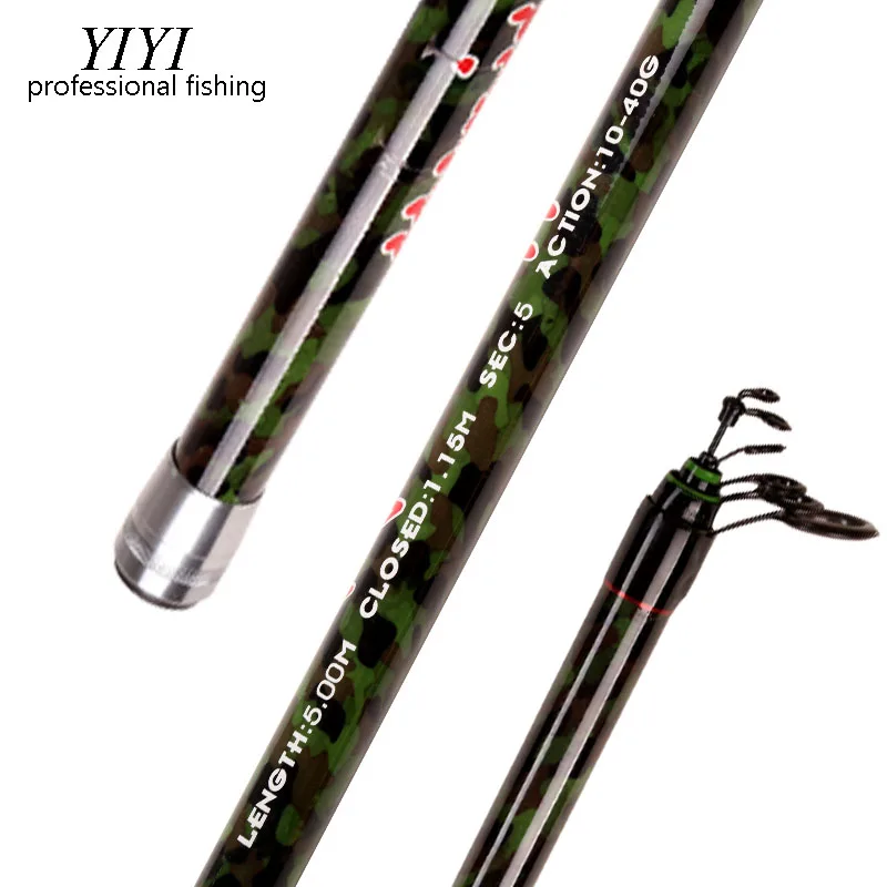 YIYI 30 rod 99% Carbon Fiber Telescopic carp Fishing Rod 4 5 6m 115cm 10-40g Sea Rods Spinning bolo | Спорт и развлечения