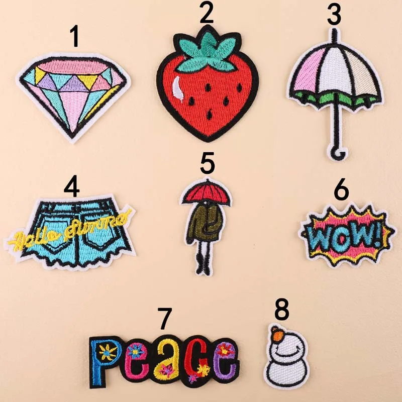 8 шт/вышитые Бегемот рыбы и принтом в виде сердечек патчи железные на клубника с