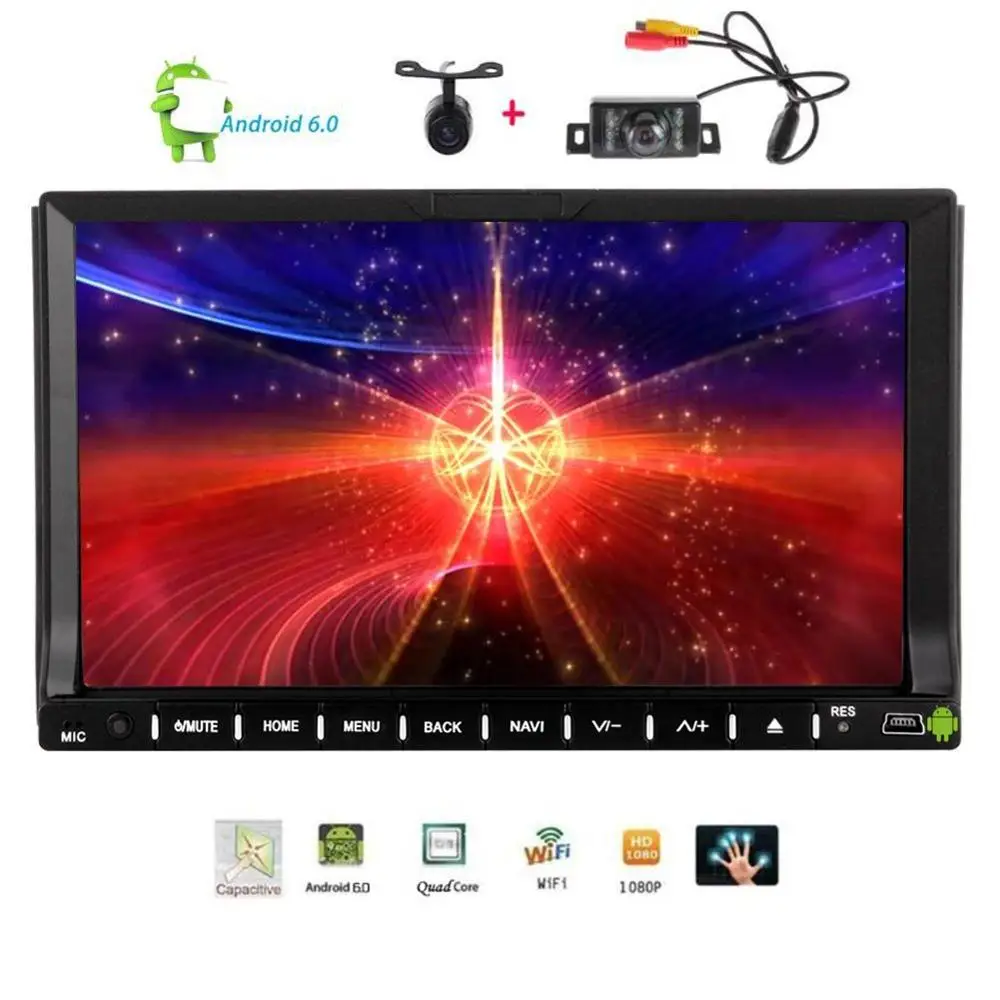 Передняя и задняя камера + Автомобильный dvd плеер Android 6 0 в тире 7 ''видеоплеер Wifi