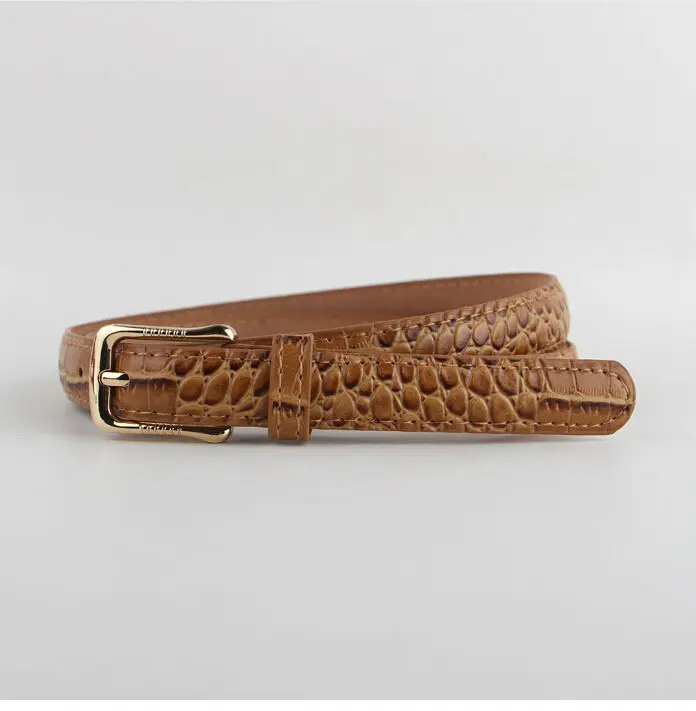 Модные туфли с узором крокодиловая кожа ремень Женская пряжкой ремни тонкий