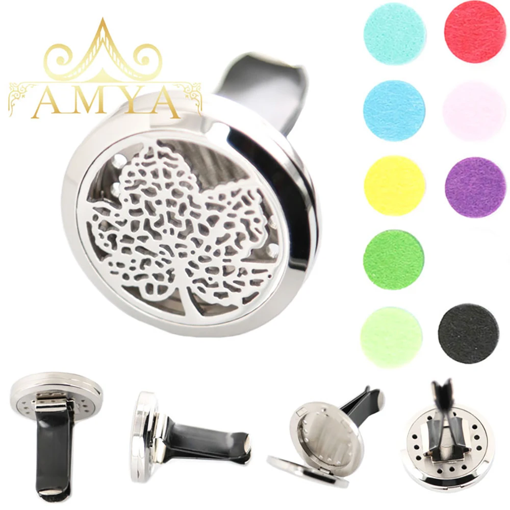 

10pcs AMYA Jewelry 30mm Diffuser 316 Stainless Steel Car Aroma Locket Essential Oil Car Diffuser Lockets Free 40Pcs Pads