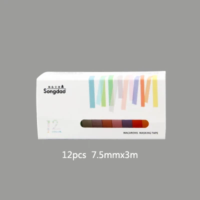 12pcs Candy color S 12 рулонов/набор Morandi набор маскировочной клейкой ленты 15 мм/7,5 мм васи ленты набор скрапбукинга DIY стикер пуля школьный журнал канцелярские принадлежности - Цвет: 12pcs Candy color S