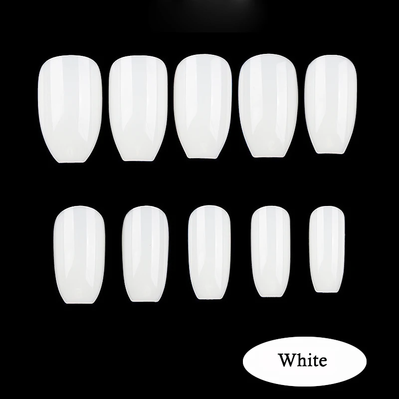 White 500 шт./упак. короткие гвозди для гроба чистые натуральные белые ногти балерины полные накладные ногти советы салон DIY акриловые накладные ногти искусство 10 Размер - Цвет: White