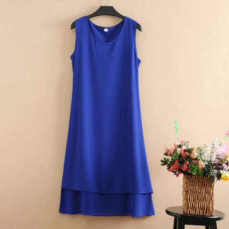 

Summer Dress 2018 New Vestido Casua lChiffon Dresses Women sleeveless vest fashion dress Plus Size Women Clothing LY805