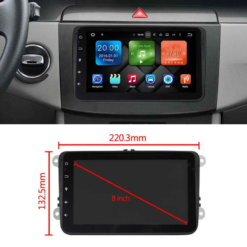 Eunavi 2 din 8 ''Android 0 Octa Core автомобильный DVD плеер с gps навигатором для VW Golf MK6 5 поло