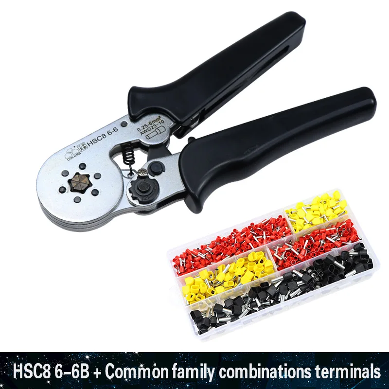 HSC8 6-6B and hous Цветной обжимной инструмент, обжимные плоскогубцы hsc8 6-6, зажим, инструмент для зачистки проводов, Набор плоскогубцев, электрический терминал, щипцы, мини инструменты - Цвет: HSC8 6-6B and hous
