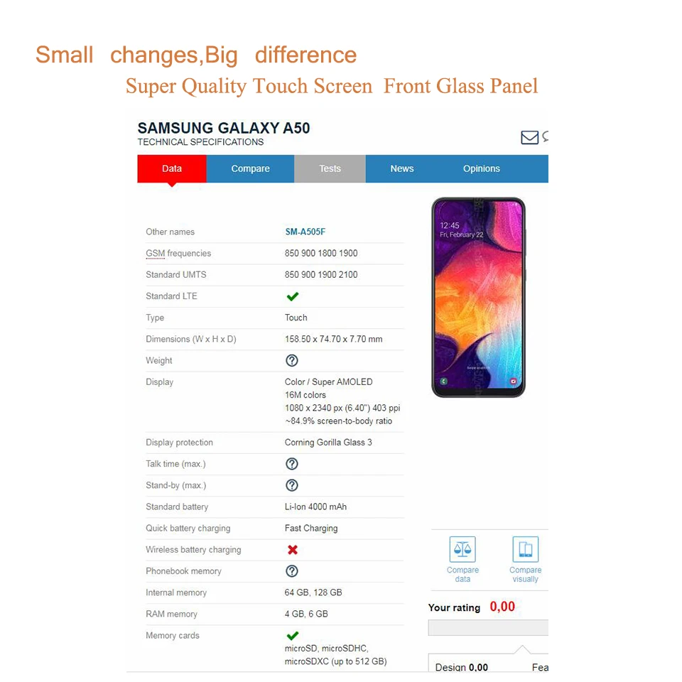 Сенсорный экран для Samsung Galaxy A10 A20 A30 A40 A50 передняя стеклянная панель сенсорный ЖК