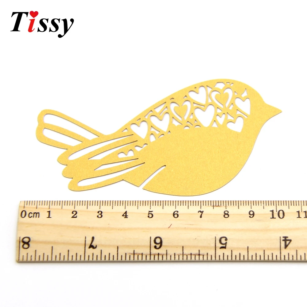 50PCS Cute Bird Shape Name Card Wine Glass Laser Cut Paper Cup Table Mark DIY Home Christmas/Wedding Party Decoration | Дом и сад