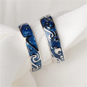 Sliver Women 1pc Новое поступление, 925 пробы Серебряное кольцо anillo van gogh cloud, пара колец для мужчин и женщин, регулируемое корейское кольцо на палец для влюбленных KCJ24 - Цвет основного камня: Sliver Women 1pc