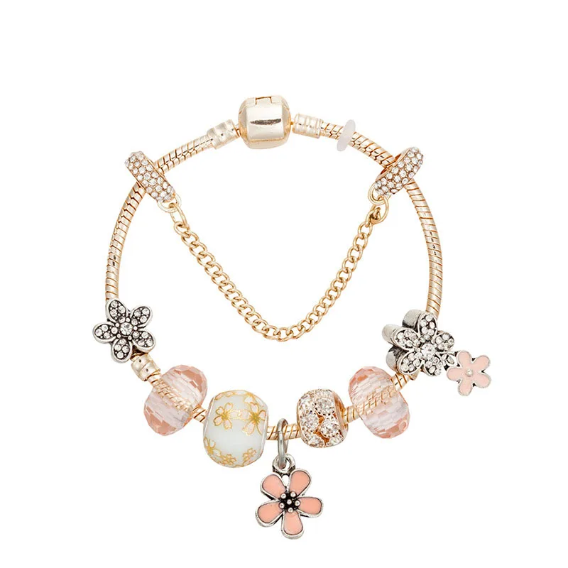 Винтаж хрусталь бусы из бисера браслет европейской и американской моды цветок